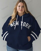 Women's Big Colorblock New York Print Long-sleeved Hoodie